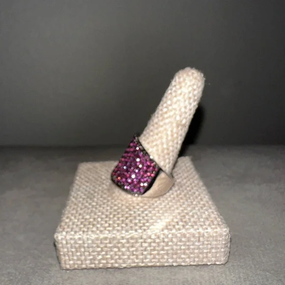 Pave Rhodolite Garnet 3/4" Wide Band Ring - Picture 5 of 13